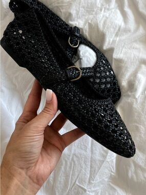 NEW Woven Mary Jane Flat - Black